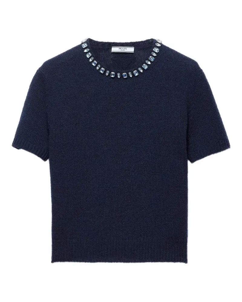 Prada jewel ribbed top - Blau Blau