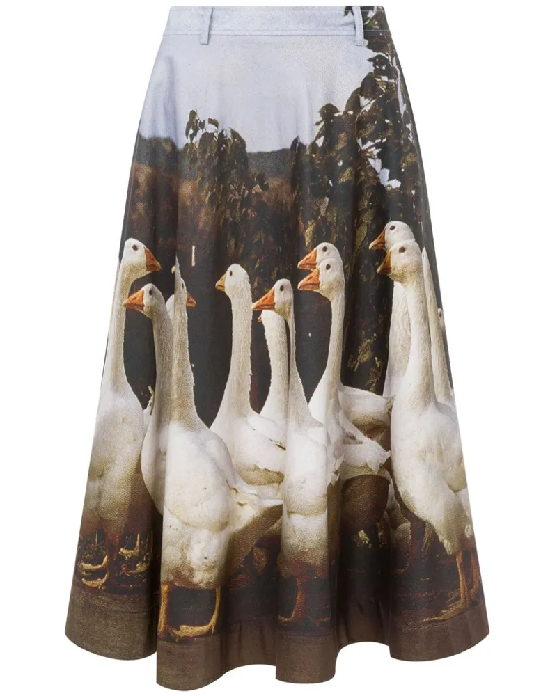 Moschino Midirock mit grafischem Print - Grau Grau
