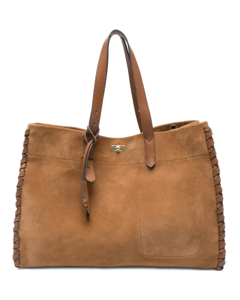 Anya Hindmarch Mortimer braided-detail leather tote bag - Braun Braun