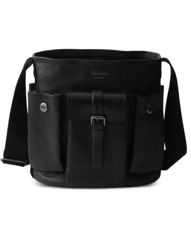 Prada Mini Route Beuteltasche aus Leder - Schwarz Schwarz