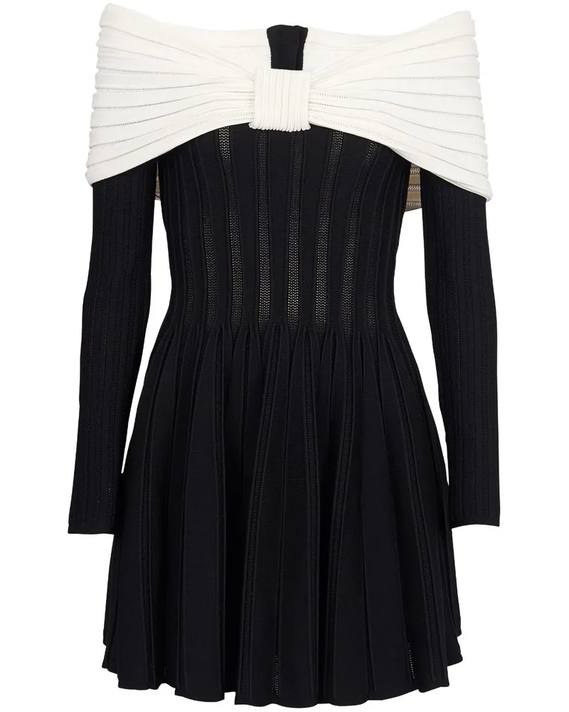 Balmain Schulterfreies Minikleid - Schwarz Schwarz
