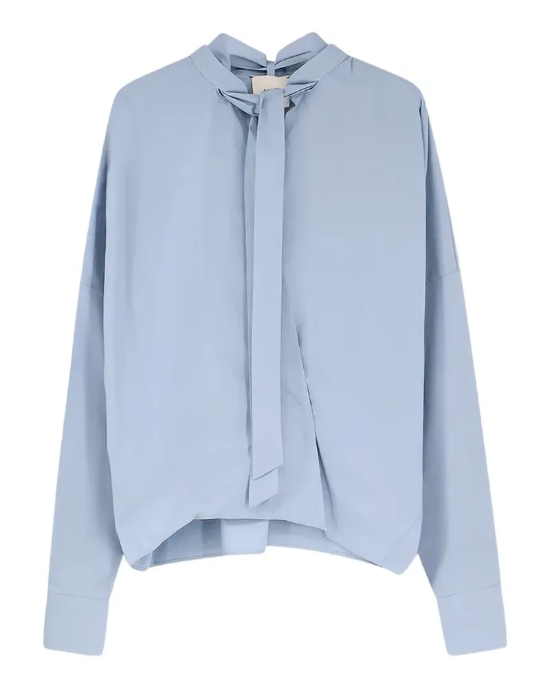 ALYSI Hemd mit V-Ausschnitt und Schleife - Blau Blau