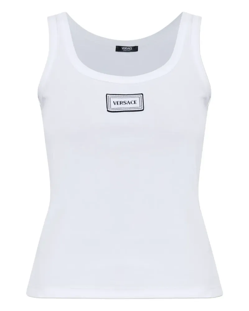 Versace Top mit Logo-Stickerei - Weiß Weiß