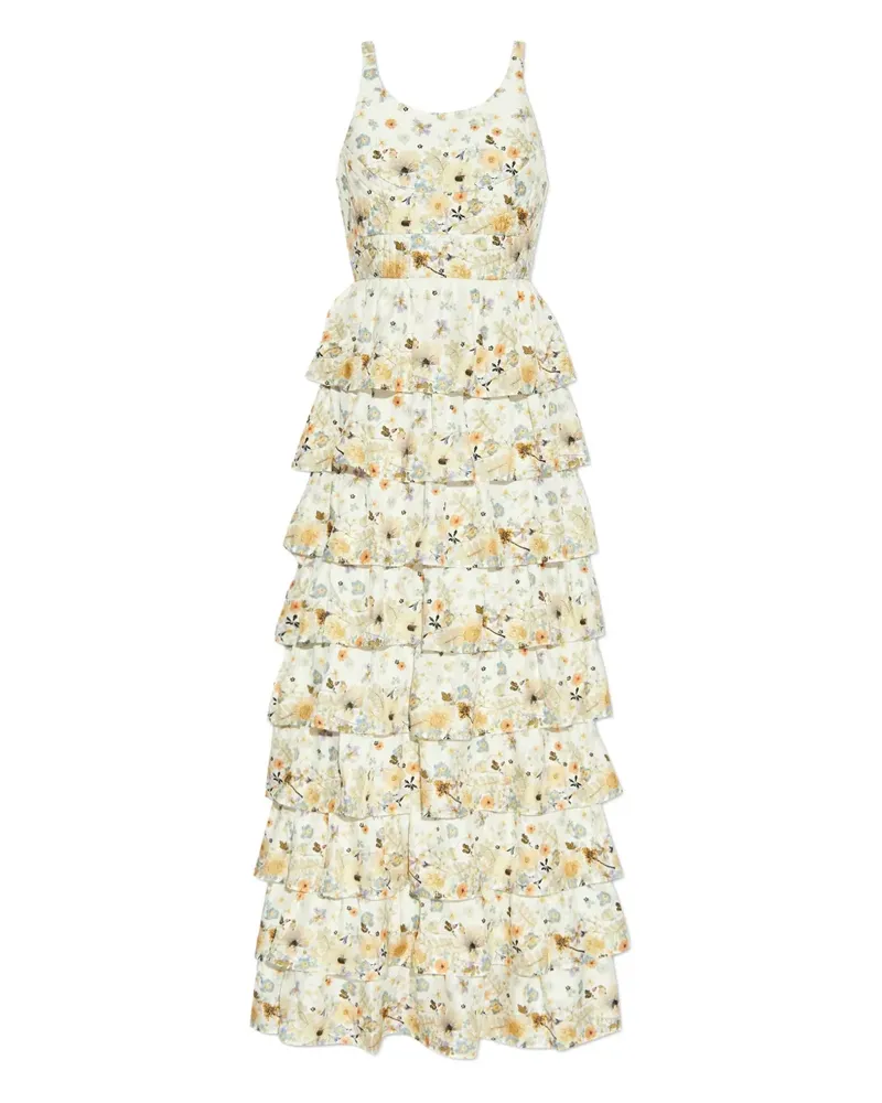 MUNTHE Gestuftes Kleid mit Blumen-Print - Weiß Weiß