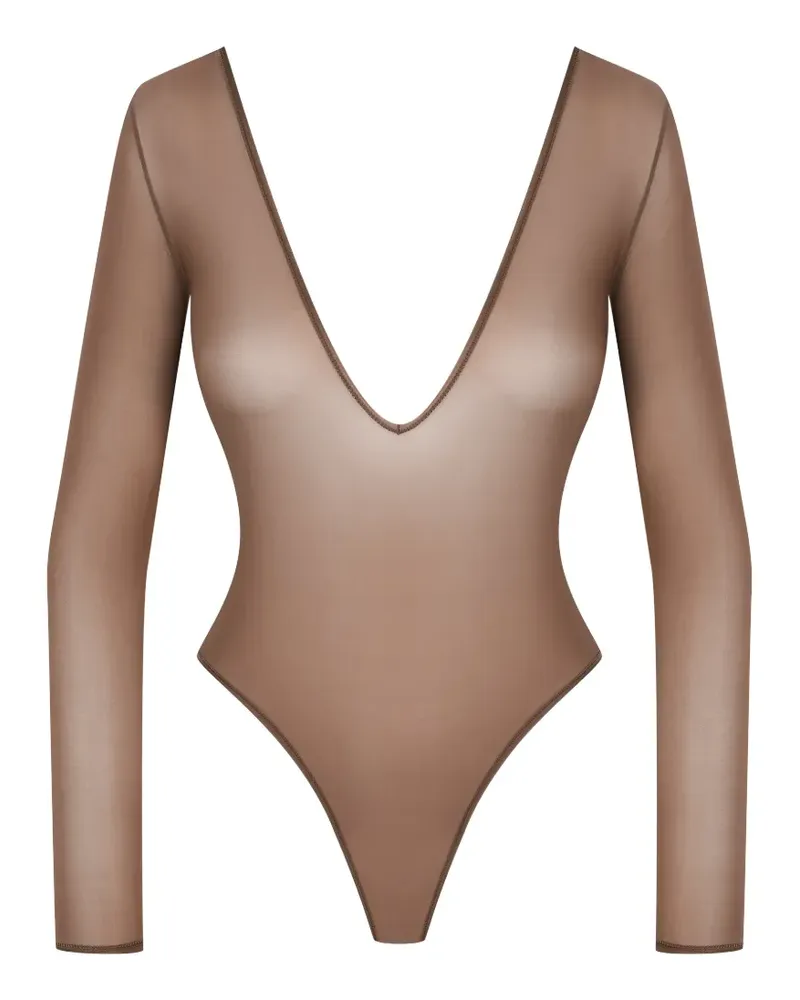 Maison Close French Kiss Light Body mit langen Ärmeln - Braun Braun