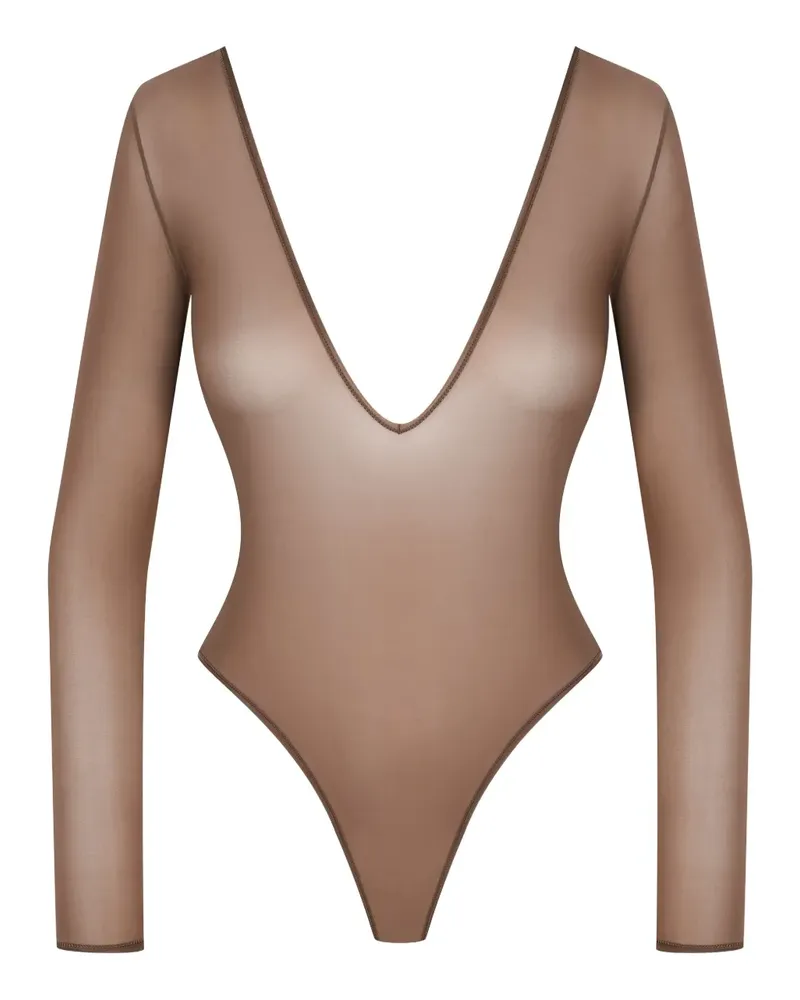 Maison Close French Kiss Light Body mit langen Ärmeln - Braun Braun