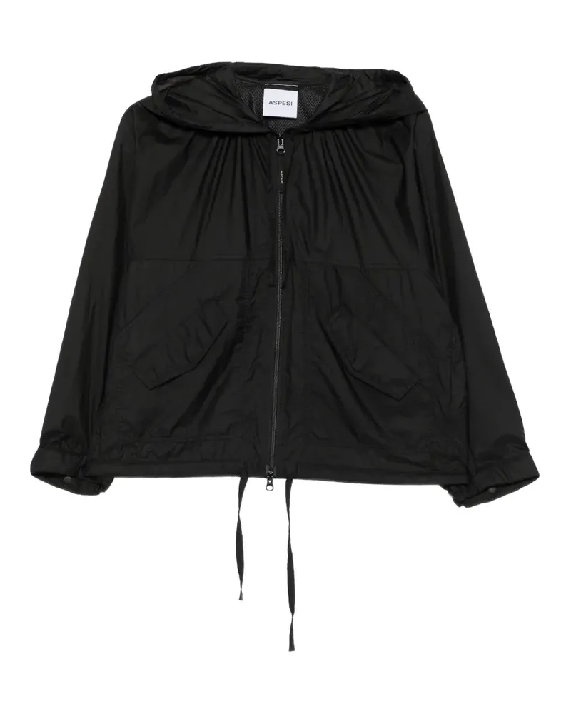 ASPESI drawstring-hem hooded coat - Schwarz Schwarz
