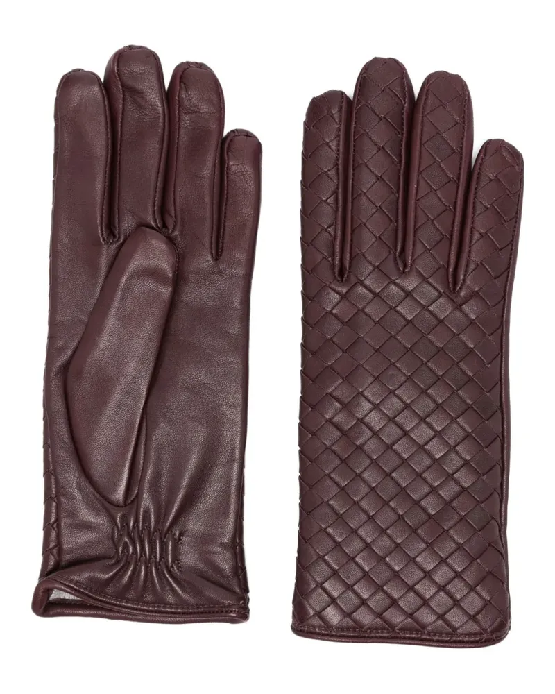 Manokhi Gewebte Handschuhe aus Leder - Rot Rot