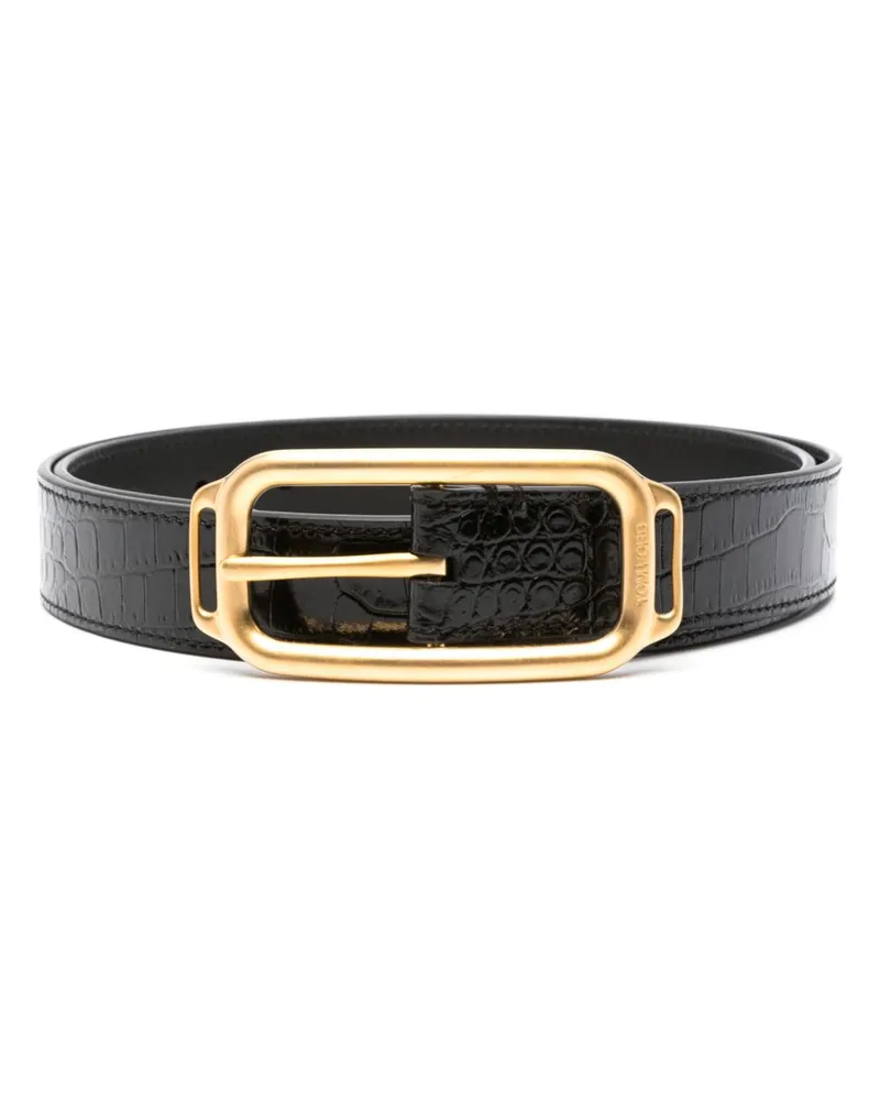 Tom Ford Gürtel mit Kroko-Optik - Schwarz Schwarz