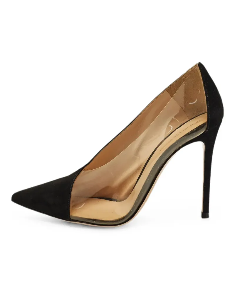 Gianvito Rossi Plexi pointed-toe suede heeled pumps - Schwarz Schwarz