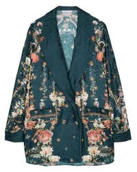 Camilla Doppelreihiger Blazer mit Blumen-Print Grün