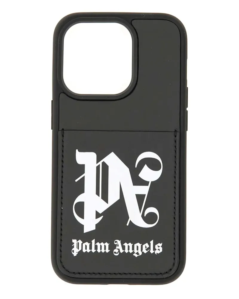 Palm Angels monogram iPhone 15 phone case - Schwarz Schwarz