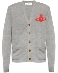 Vivienne Westwood Intarsien-Cardigan mit Logo Grau