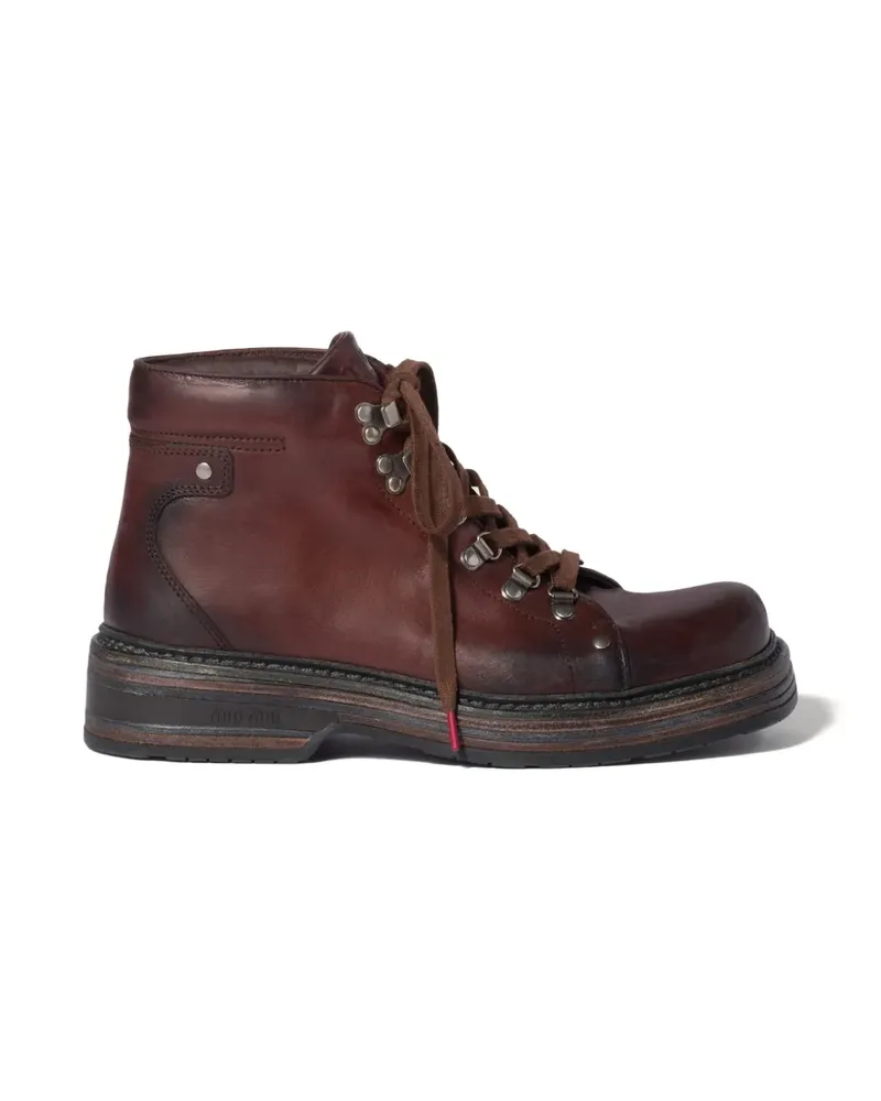 Miu Miu Stiefeletten aus Leder - Braun Braun