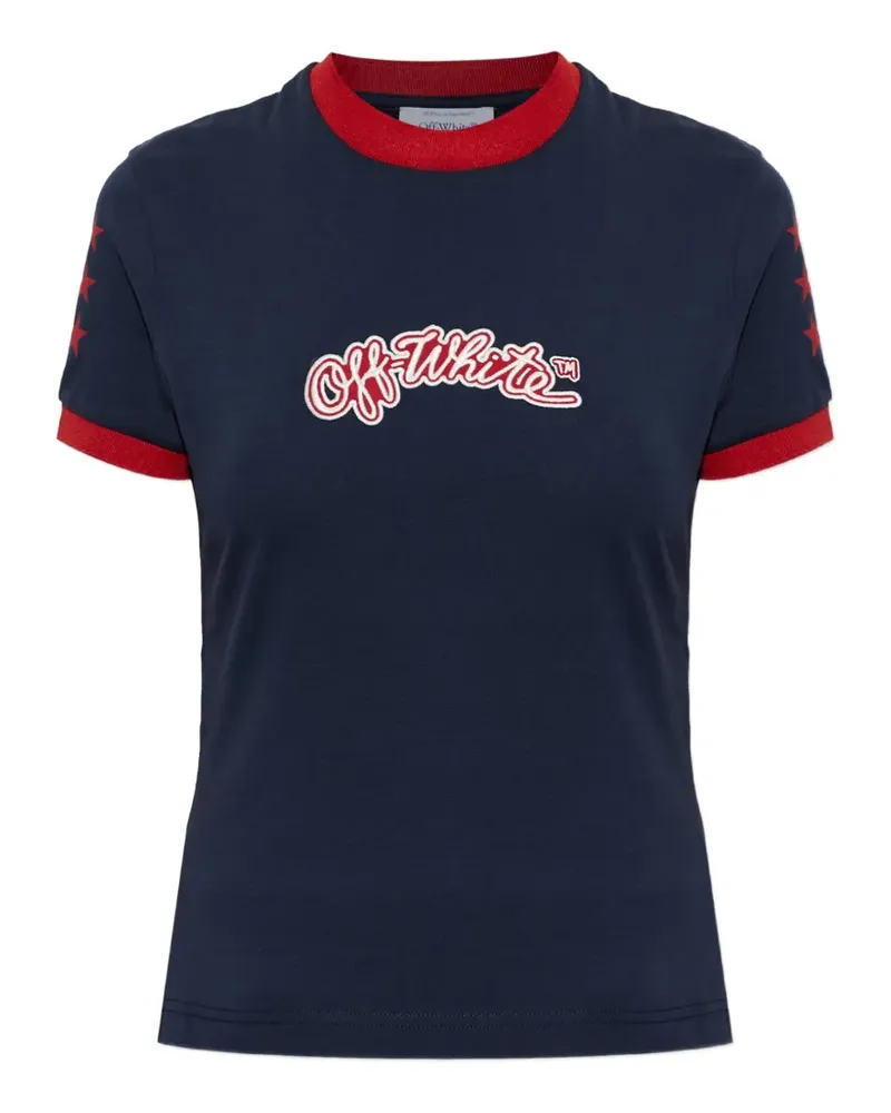 OFF-WHITE T-Shirt mit Logo-Stickerei und Stern-Print - Blau Blau