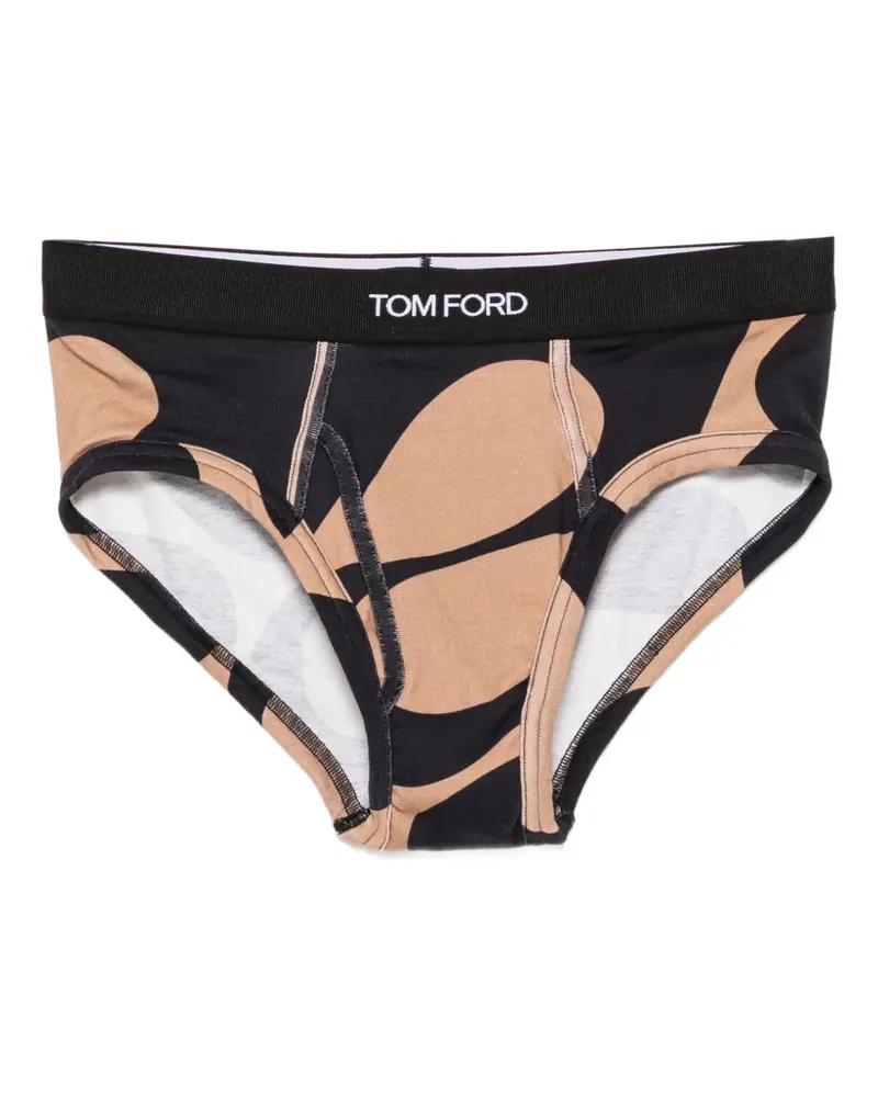 Tom Ford abstract-print logo-waistband briefs - Schwarz Schwarz