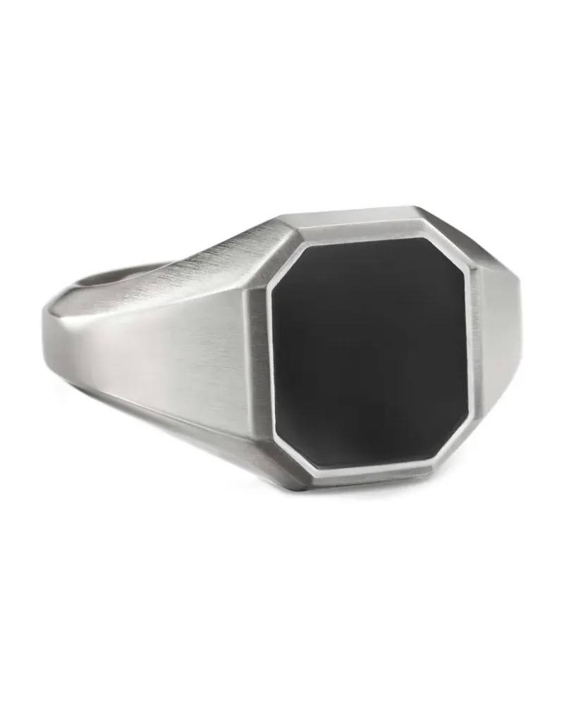 David Yurman Streamline Sterlingsilber-Siegelring mit Onyx (14mm Silber