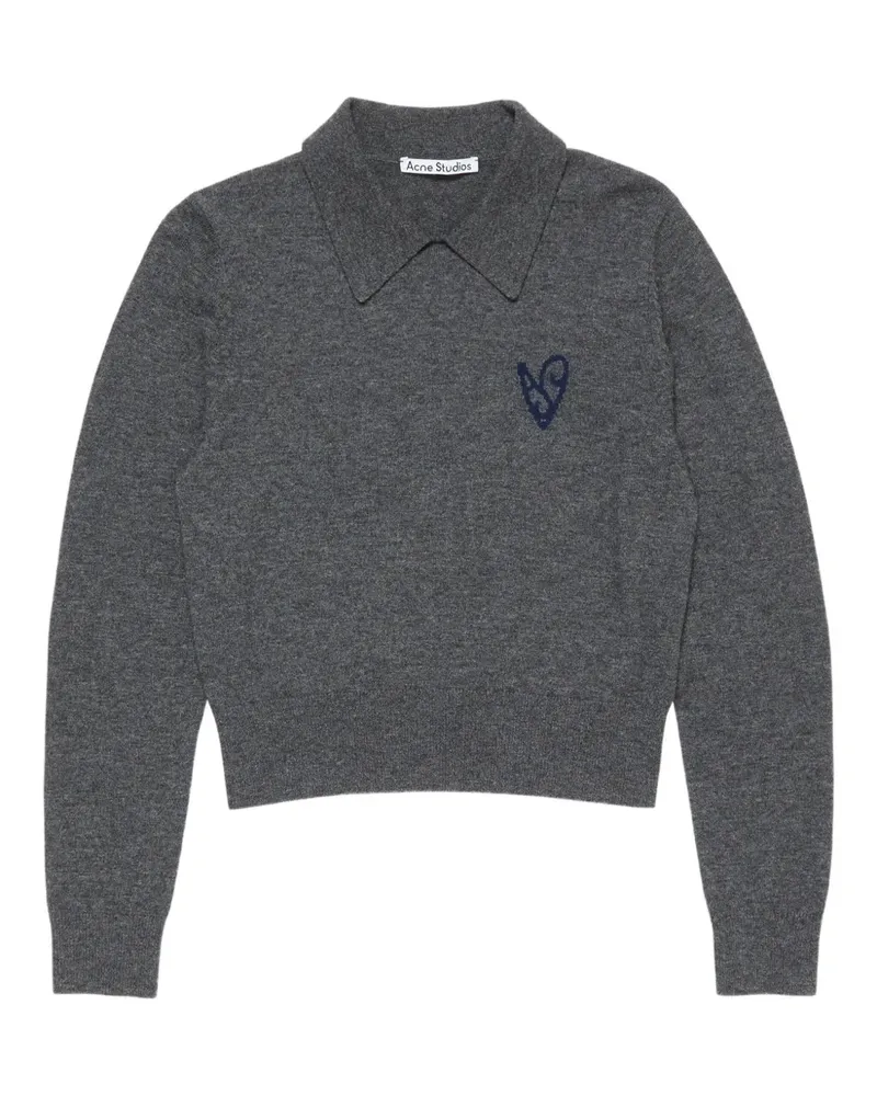 Acne Studios Poloshirtkragen-Top mit Herzmotiv - Grau Grau