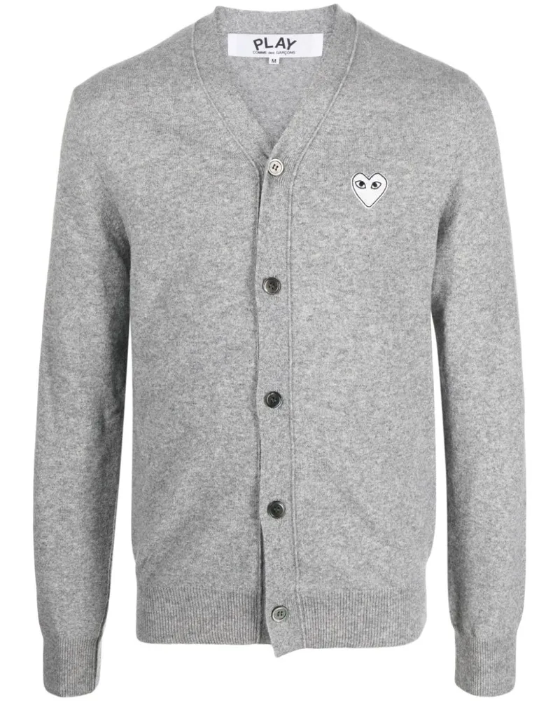 Comme des Garçons Melierter Cardigan mit Herz-Patch - Grau Grau