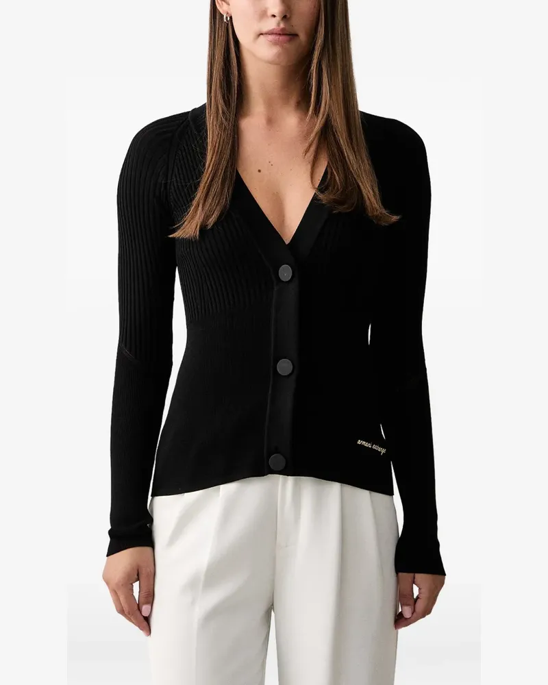 Armani Exchange ribbed-knit V-neck cardigan - Schwarz Schwarz