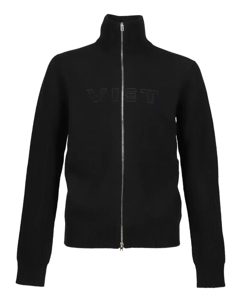 VETEMENTS logo-embroidered zip-up sweater - Schwarz Schwarz