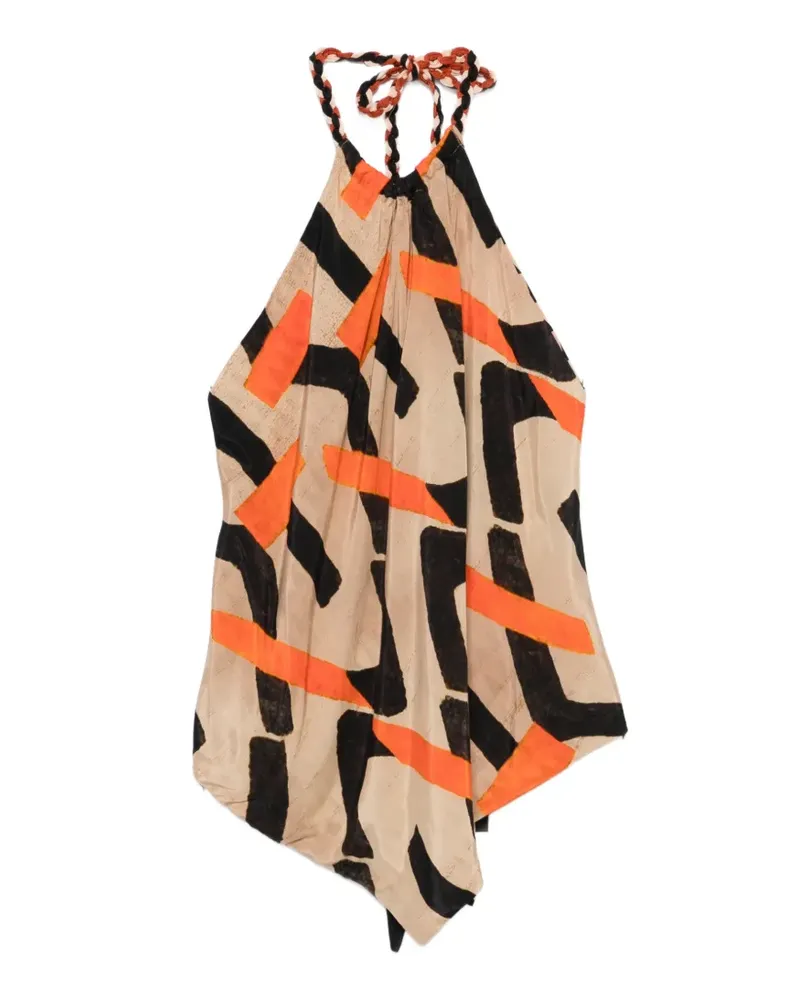 Dixie graphic-print halterneck top - Nude Nude