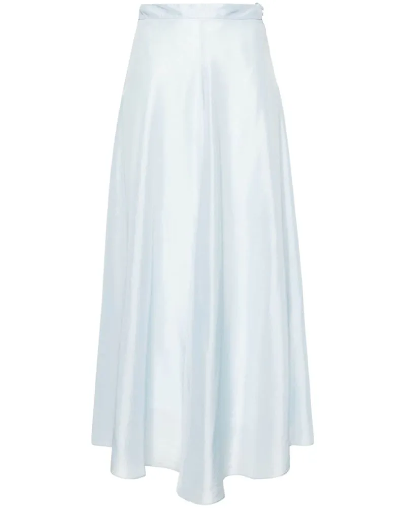 forte_forte A-Linien-Midirock aus Seide - Blau Blau