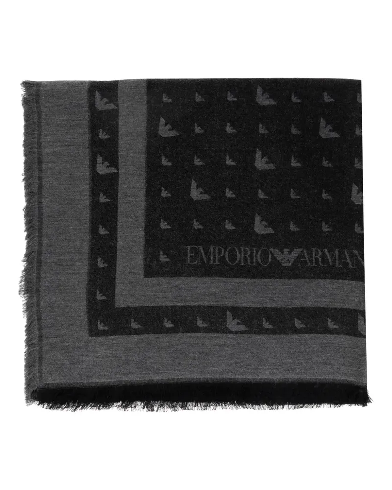 Emporio Armani Schal mit Adler-Logo - Grau Grau