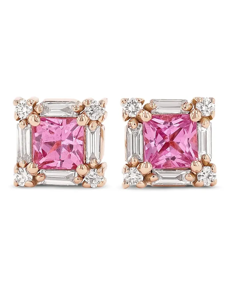 Suzanne Kalan 18kt Rotgoldohrstecker rosa Saphir und Diamant Rosa
