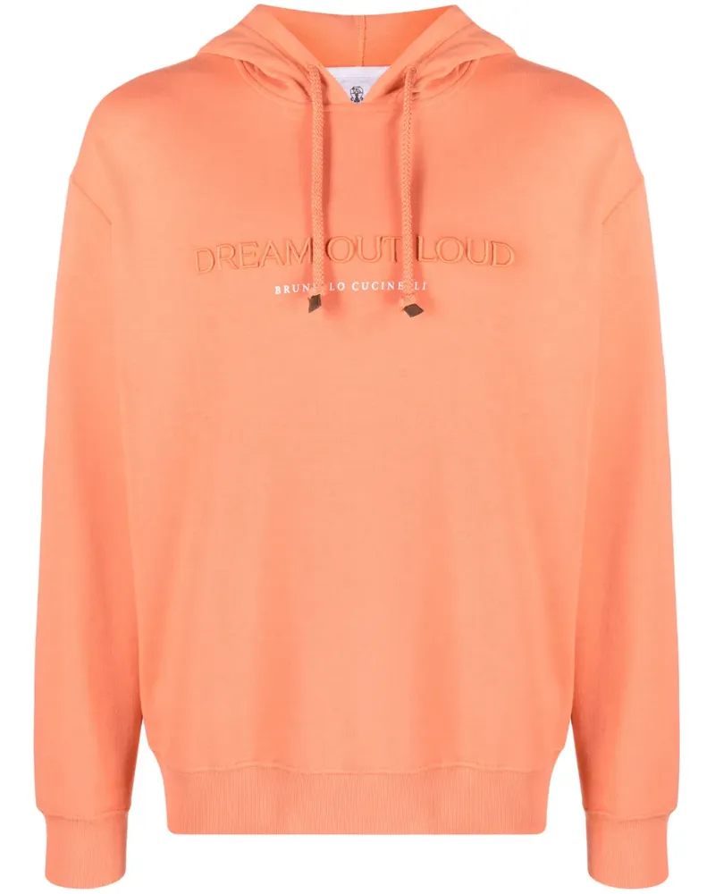 Brunello Cucinelli Hoodie mit Slogan-Stickerei - Orange Orange