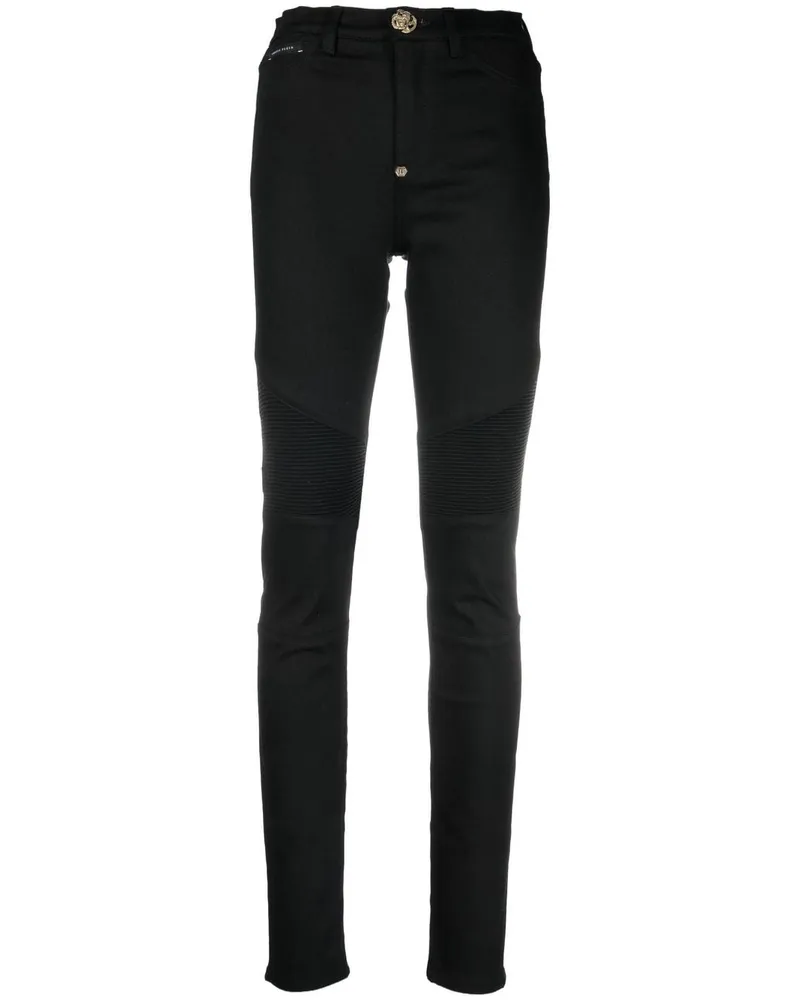 Philipp Plein Skinny-Jeans mit hohem Bund Schwarz