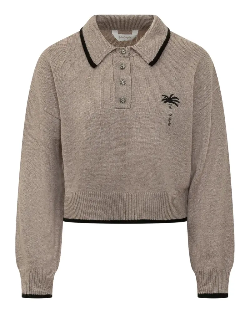 Palm Angels Palm Shadow knit polo shirt - Nude Nude