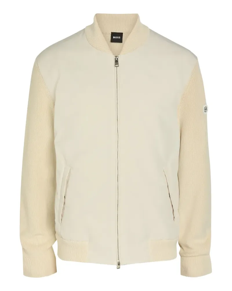 HUGO BOSS knitted-sleeve bomber jacket - Nude Nude