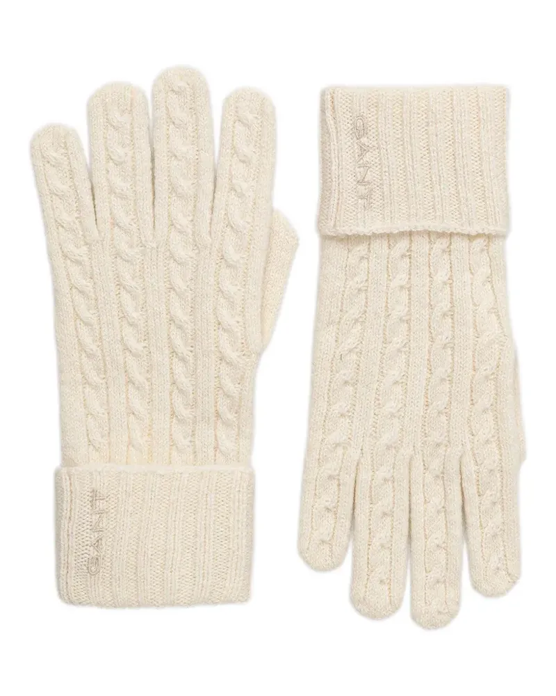 Gant Handschuhe mit Umschlag und Zopfmuster - Nude Nude