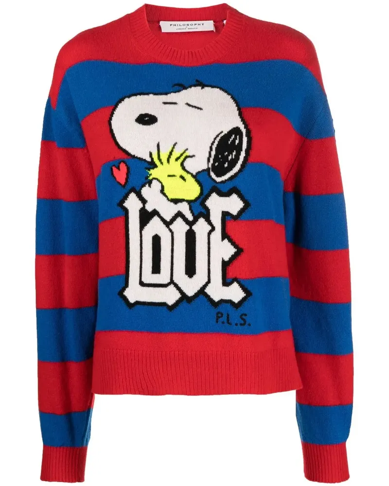 Philosophy Di Lorenzo Serafini Snoopy Intarsien-Pullover - Blau Blau