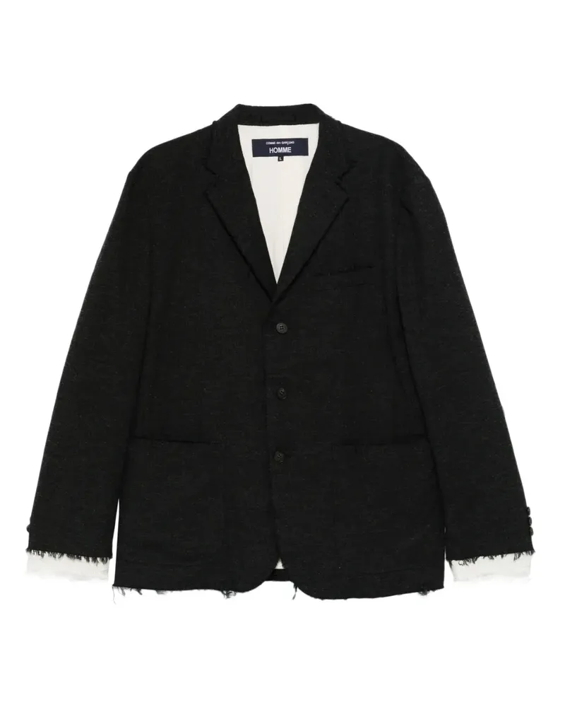 Comme des Garçons Einreihiges Sakko mit ausgefransten Kanten - Schwarz Schwarz