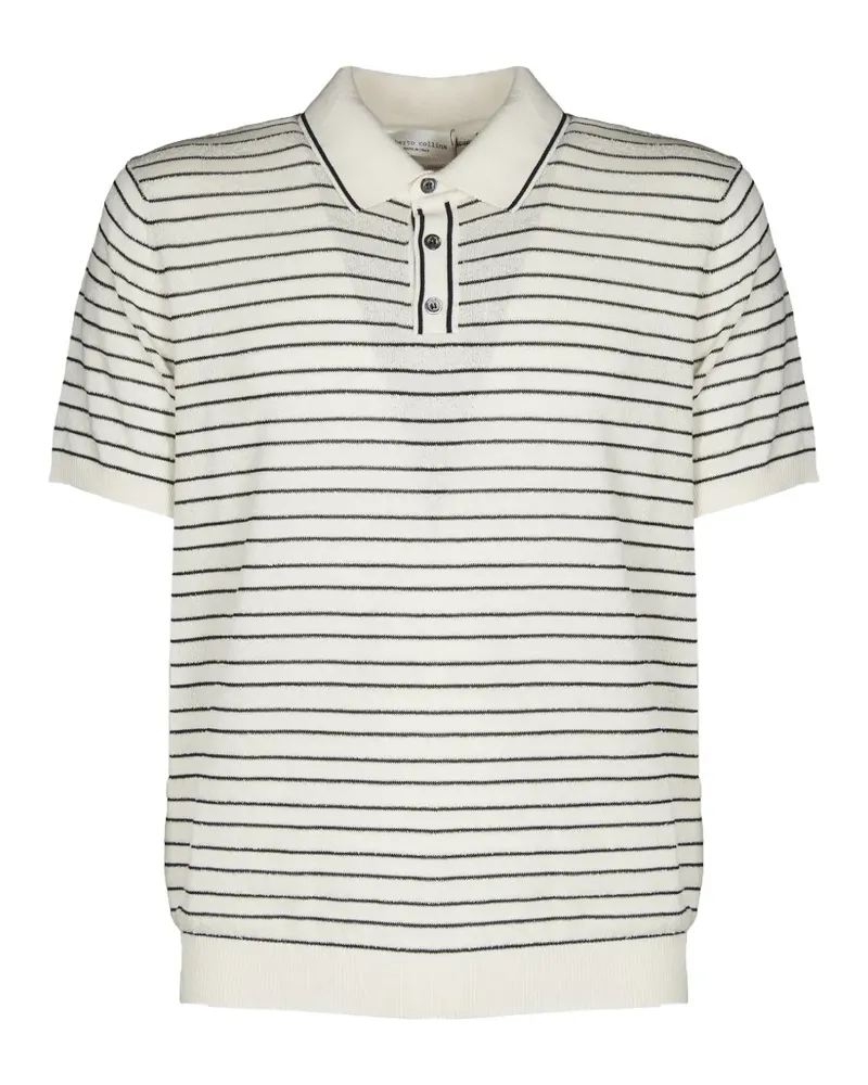 Roberto Collina striped-knit polo shirt - Nude Nude