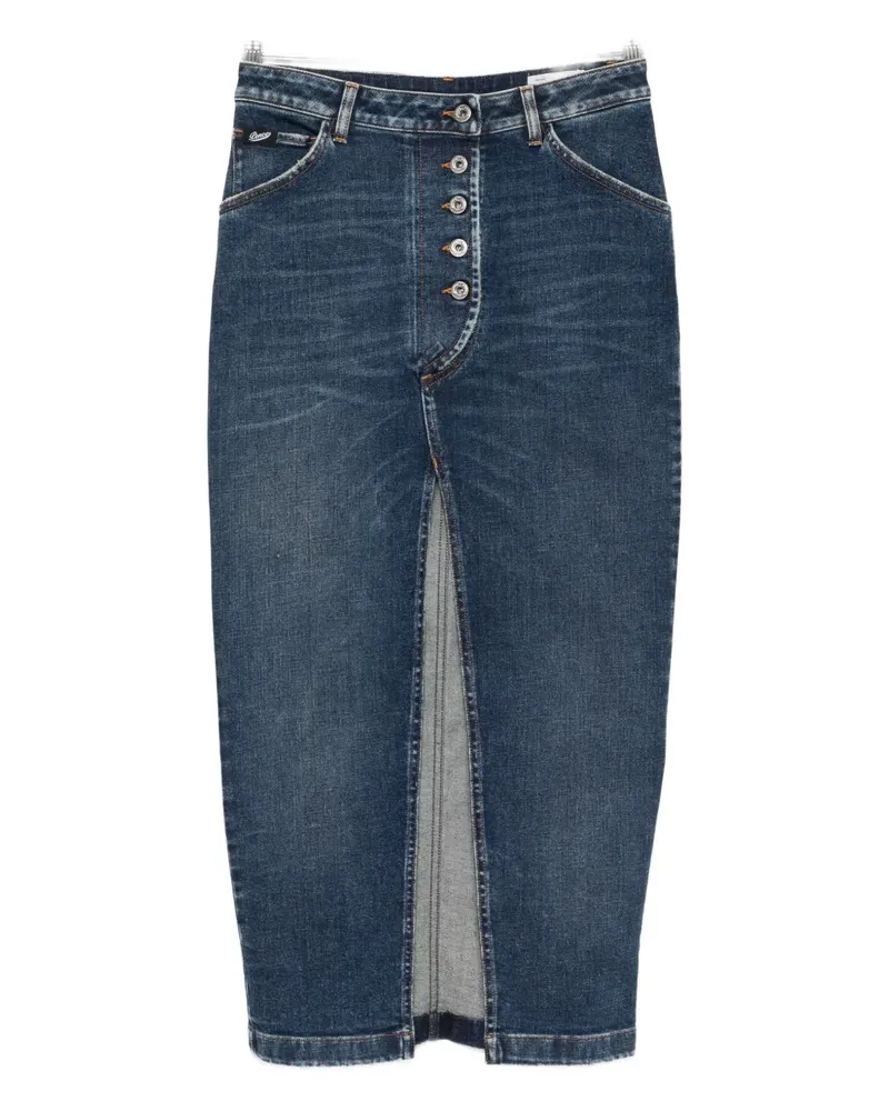 PENCE whiskering-effect denim skirt - Blau Blau