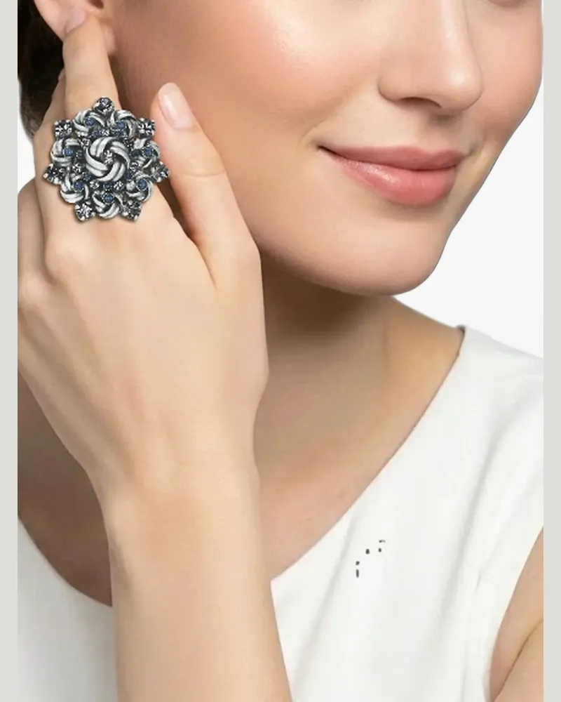 KONPLOTT La Comtesse II crystal-knot ring - Silber Silber