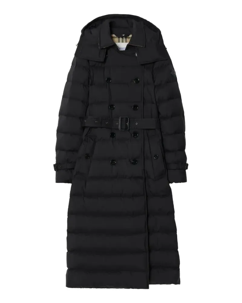 Burberry Langer Audley Steppmantel aus Nylon - Schwarz Schwarz