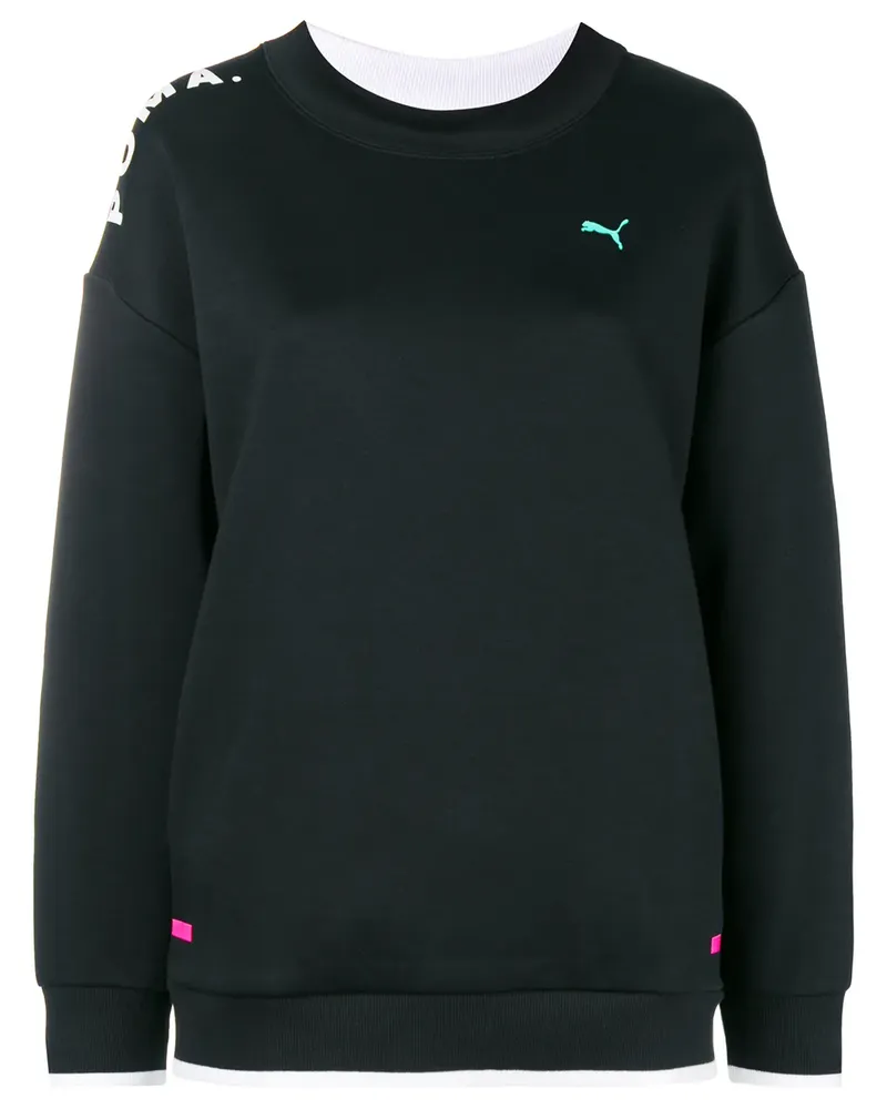 Puma Chase Crew Sweatshirt mit Mesh-Einsatz - Schwarz Schwarz