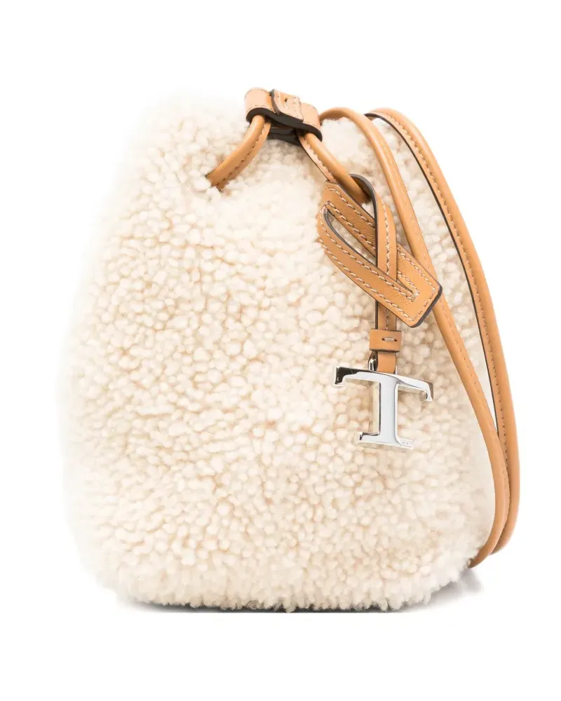 TOD'S shearling bucket bag - Nude Nude