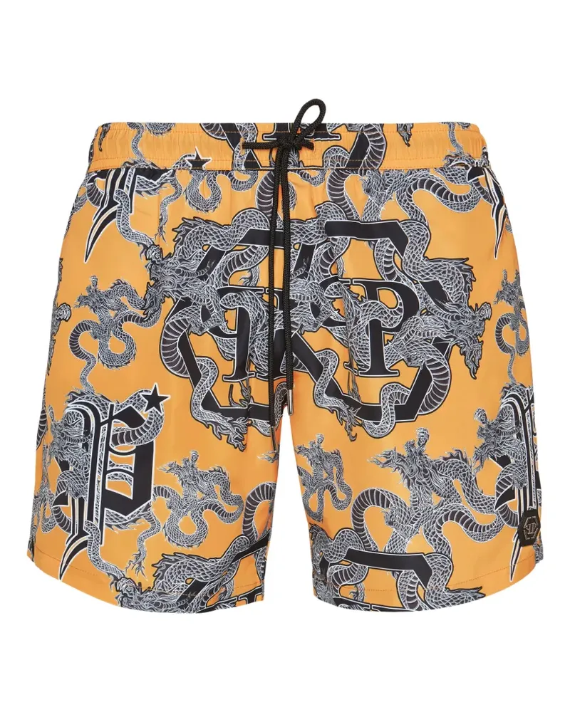 Philipp Plein Badeshorts mit Print - Gelb Gelb