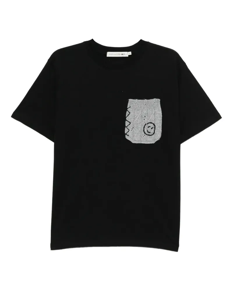 Joshua Sanders T-Shirt mit Smiley-Stickerei - Schwarz Schwarz