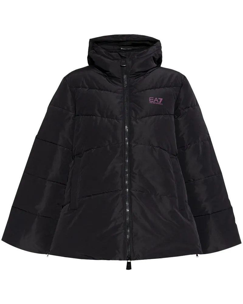 EA7 Gefütterte Kapuzenjacke - Schwarz Schwarz