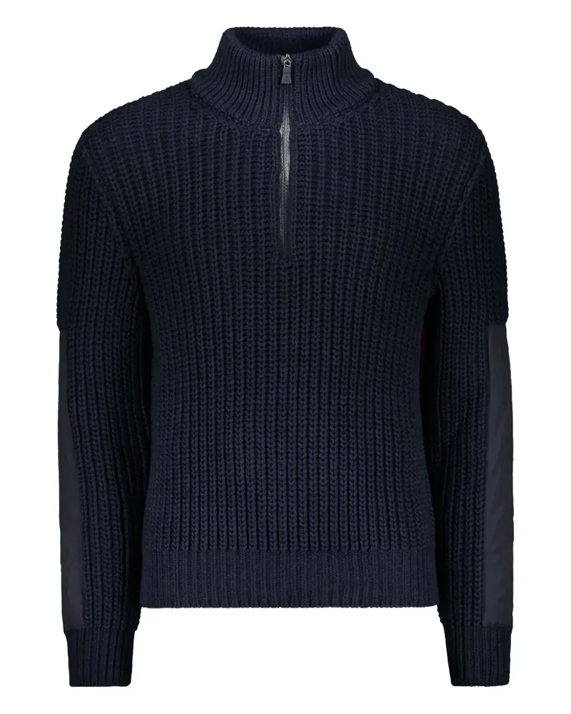 Herno Gerippter Pullover mit kurzem Reißverschluss - Blau Blau