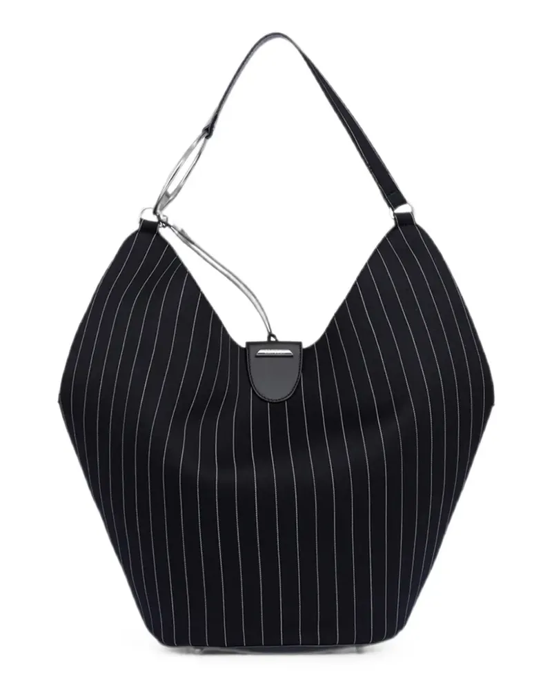 Dondup large pinstripe-pattern shoulder bag - Schwarz Schwarz