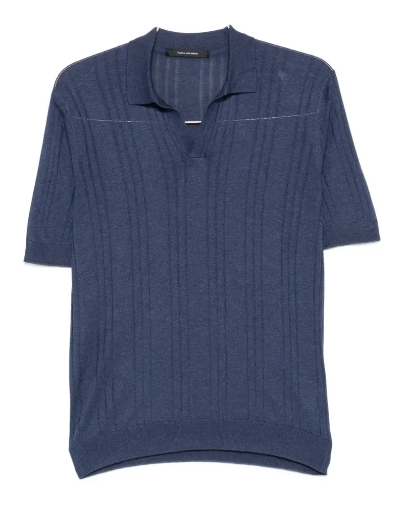 Tagliatore Darnel V-neck ribbed polo shirt - Blau Blau