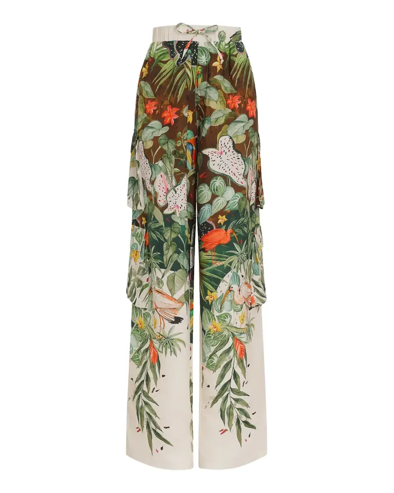 Amir Slama Cargohose mit Blumenprint - Nude Nude