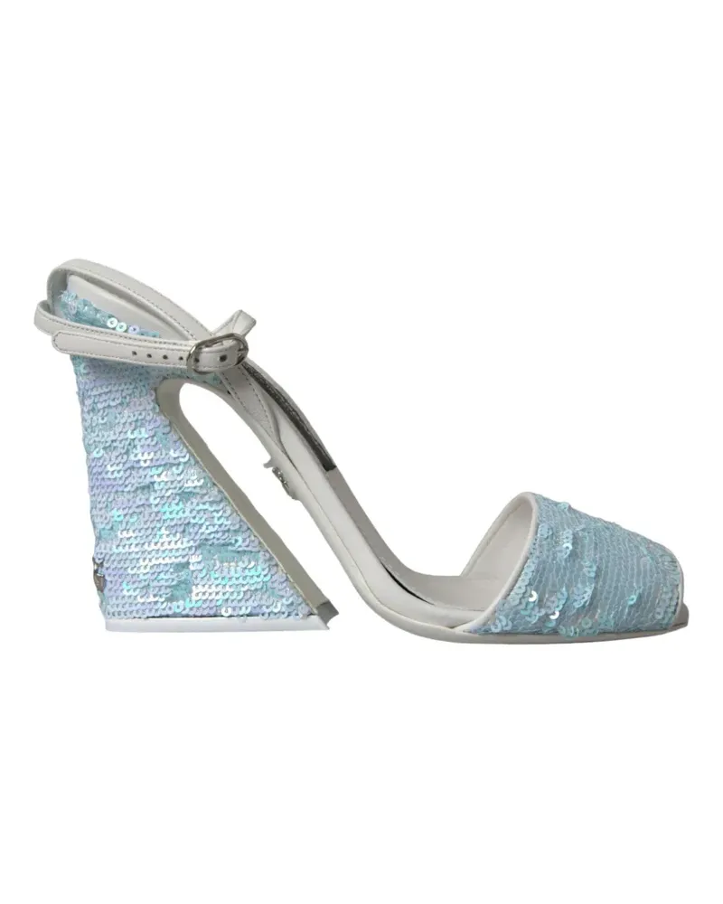 Dolce & Gabbana Sandalen mit Pailletten am Knöchelriemen - Weiß Weiß